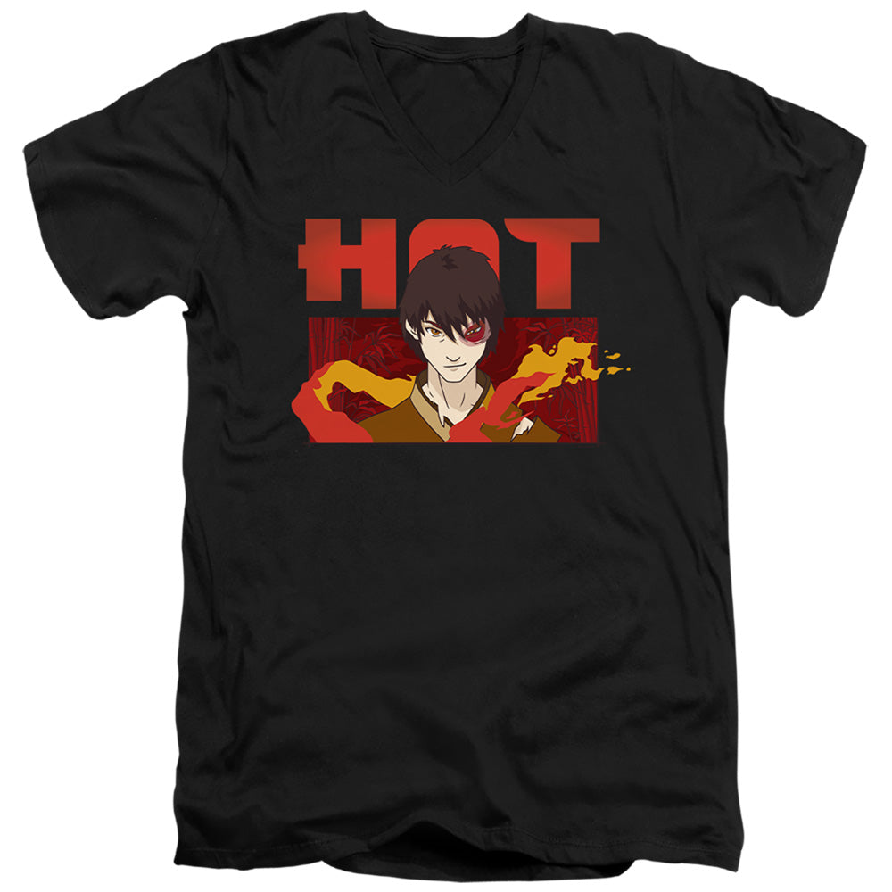 AN OFFCIALLY LICENSED AVATAR THE LAST AIRBENDER HOT ZUKO MEN'S V-NECK T-SHIRT BLACK