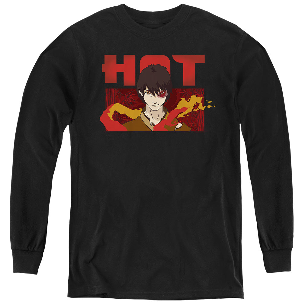 AN OFFCIALLY LICENSED AVATAR THE LAST AIRBENDER HOT ZUKO YOUTH LONG SLEEVE T-SHIRT BLACK