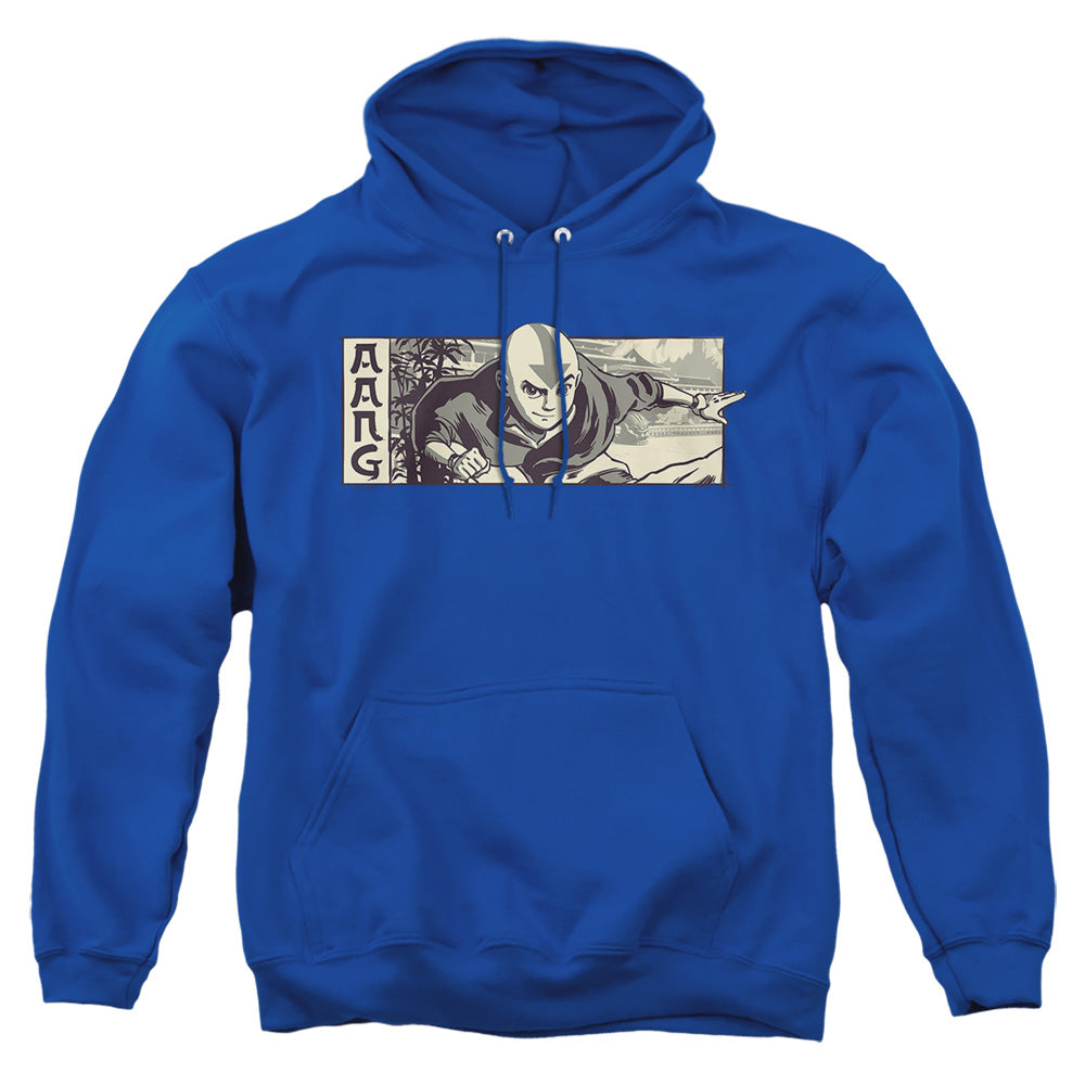 AN OFFCIALLY LICENSED AVATAR THE LAST AIRBENDER ILLUSTRATED AANG ADULT UNISEX PULLOVER HOODIE ROYAL