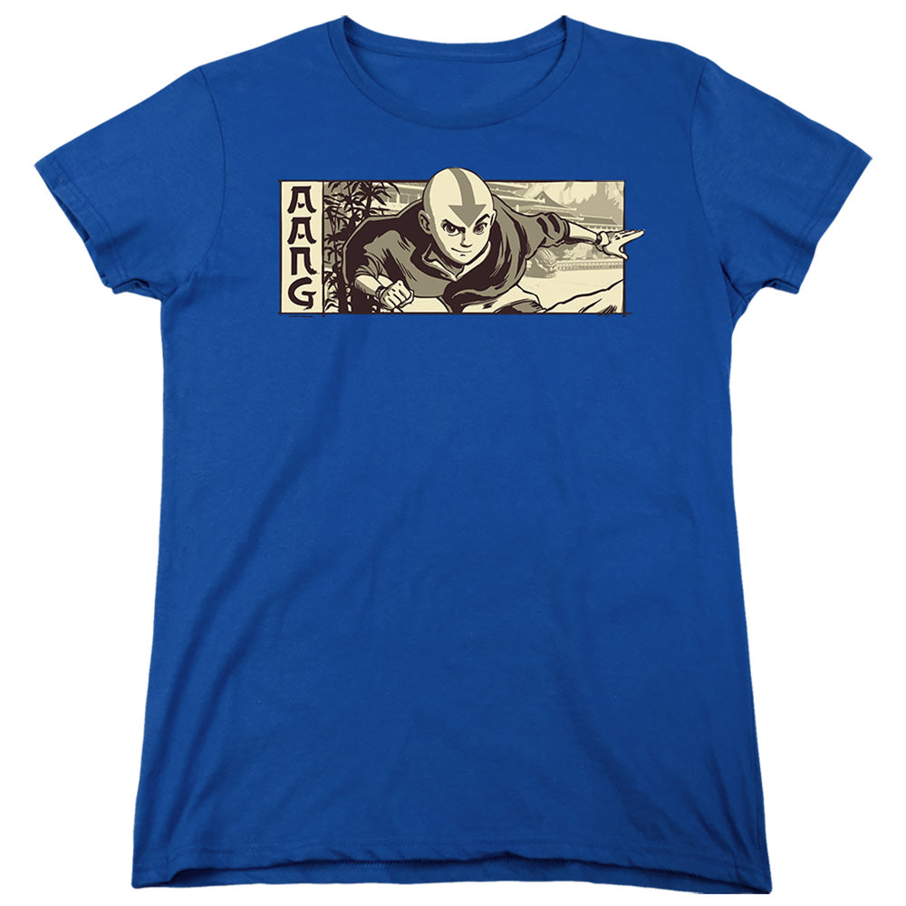 AN OFFCIALLY LICENSED AVATAR THE LAST AIRBENDER ILLUSTRATED AANG WOMEN'S REGULAR FIT T-SHIRT ROYAL