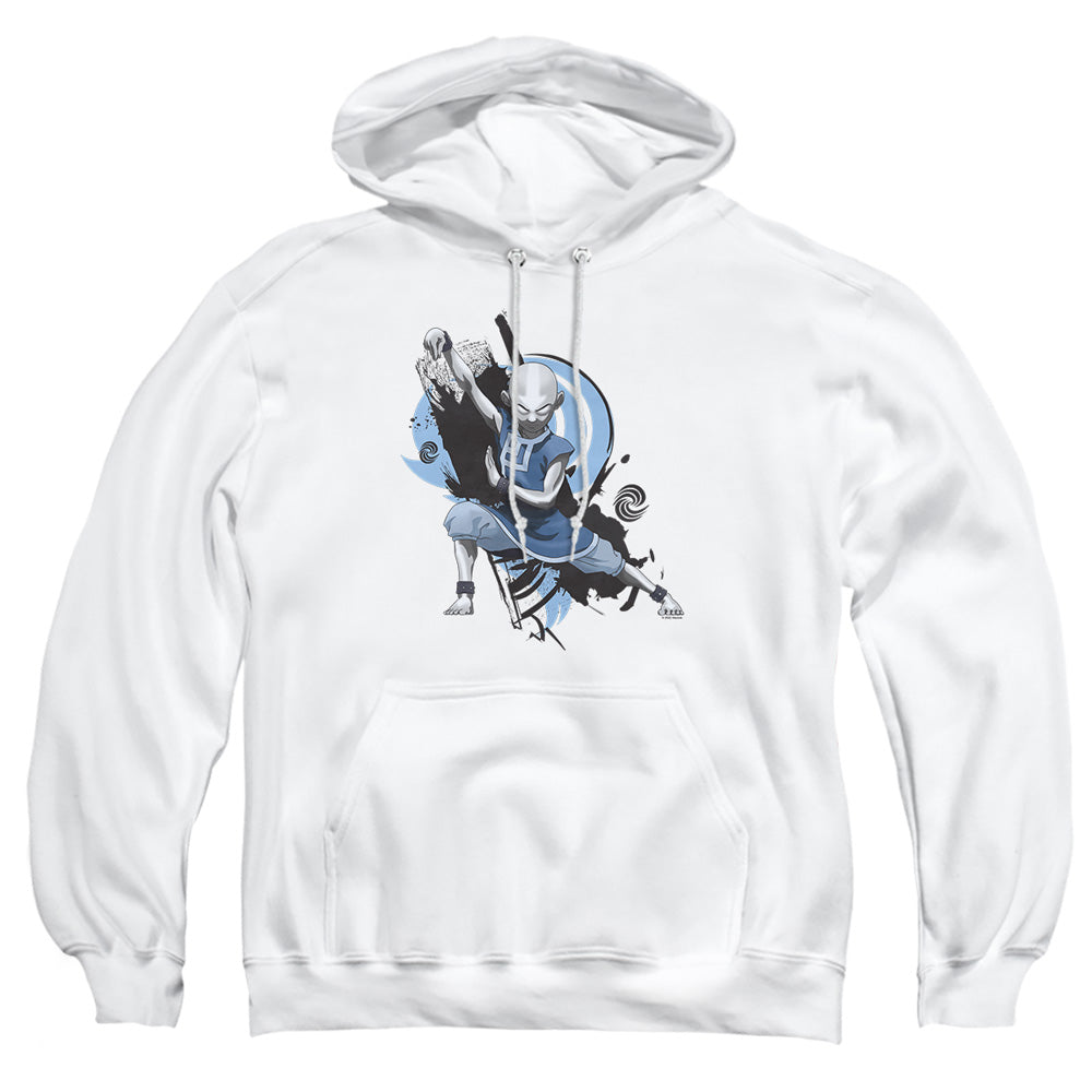AN OFFCIALLY LICENSED AVATAR THE LAST AIRBENDER ENERGYBENDING AANG ADULT UNISEX PULLOVER HOODIE WHITE