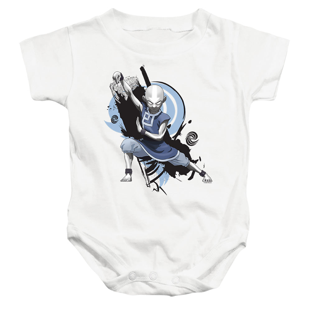 AN OFFCIALLY LICENSED AVATAR THE LAST AIRBENDER ENERGYBENDING AANG BABY BODYSUIT WHITE