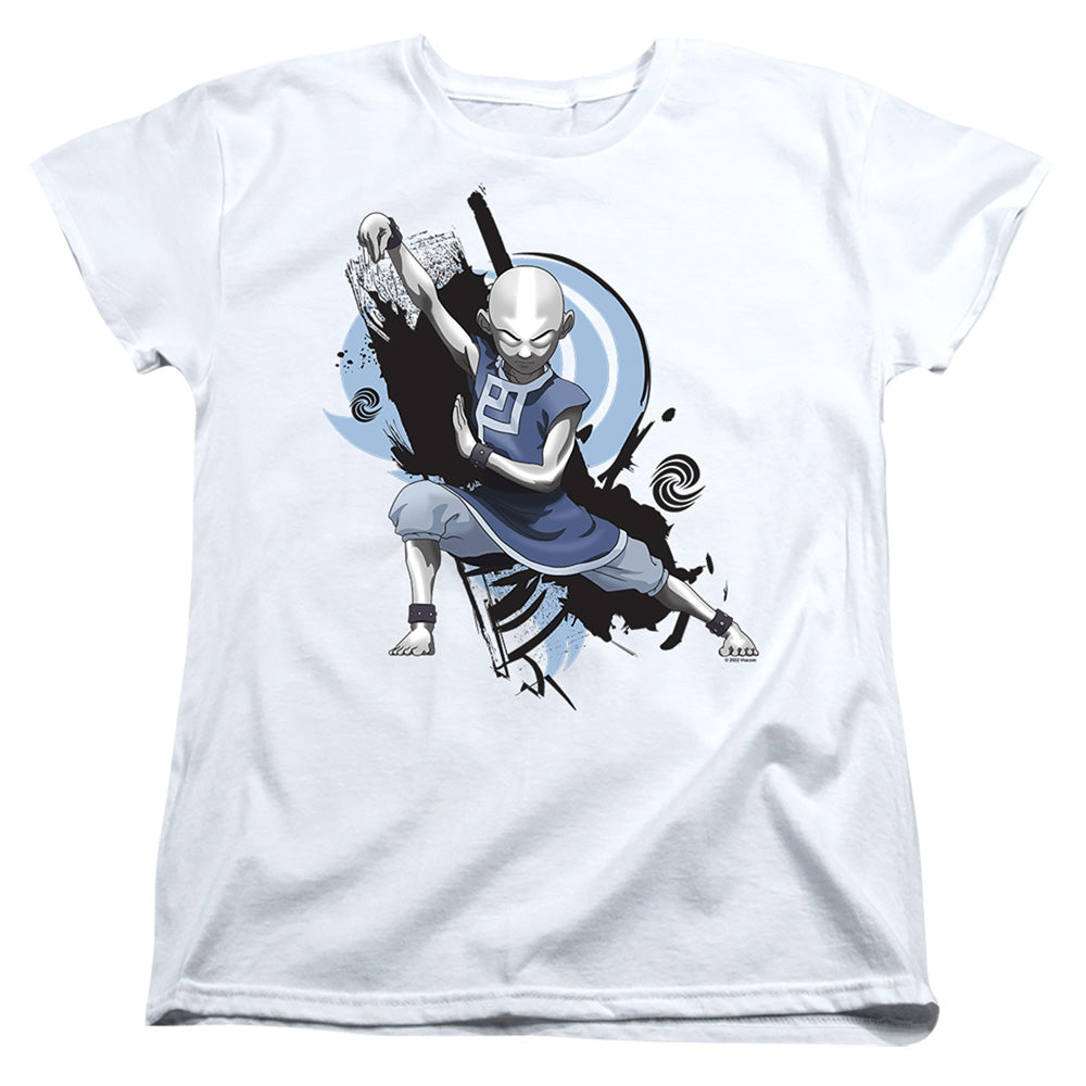AN OFFCIALLY LICENSED AVATAR THE LAST AIRBENDER ENERGYBENDING AANG WOMEN'S REGULAR FIT T-SHIRT WHITE