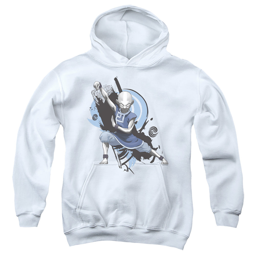 AN OFFCIALLY LICENSED AVATAR THE LAST AIRBENDER ENERGYBENDING AANG YOUTH HOODIE WHITE