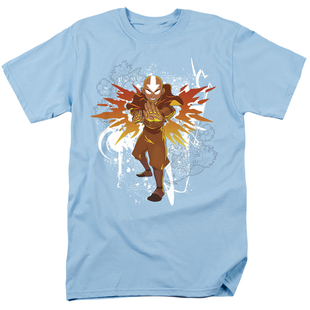 AN OFFCIALLY LICENSED AVATAR THE LAST AIRBENDER FLOWER AND FISH AANG MEN'S REGULAR FIT T-SHIRT LIGHT BLUE