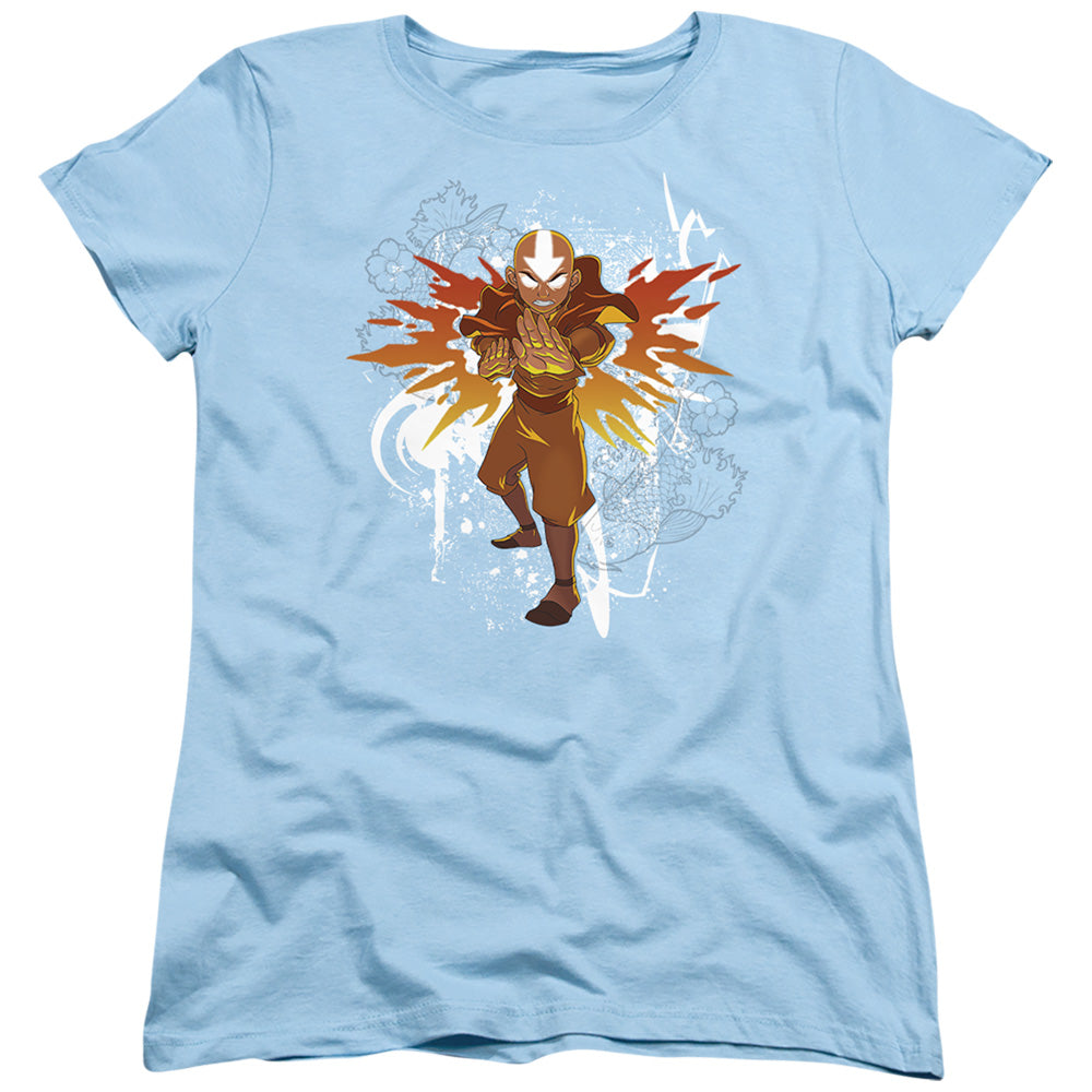 AN OFFCIALLY LICENSED AVATAR THE LAST AIRBENDER FLOWER AND FISH AANG WOMEN'S REGULAR FIT T-SHIRT LIGHT BLUE