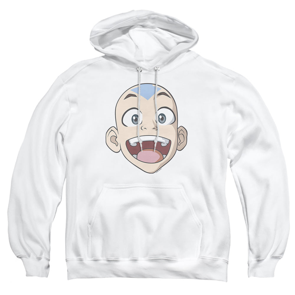 AN OFFCIALLY LICENSED AVATAR THE LAST AIRBENDER BIG AANG FACE ADULT UNISEX PULLOVER HOODIE WHITE