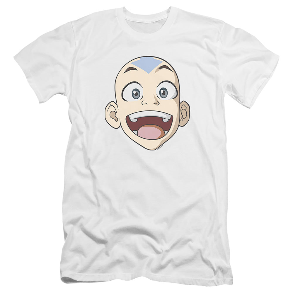 AN OFFCIALLY LICENSED AVATAR THE LAST AIRBENDER BIG AANG FACE MEN'S PREMIUM SLIM FIT T-SHIRT WHITE