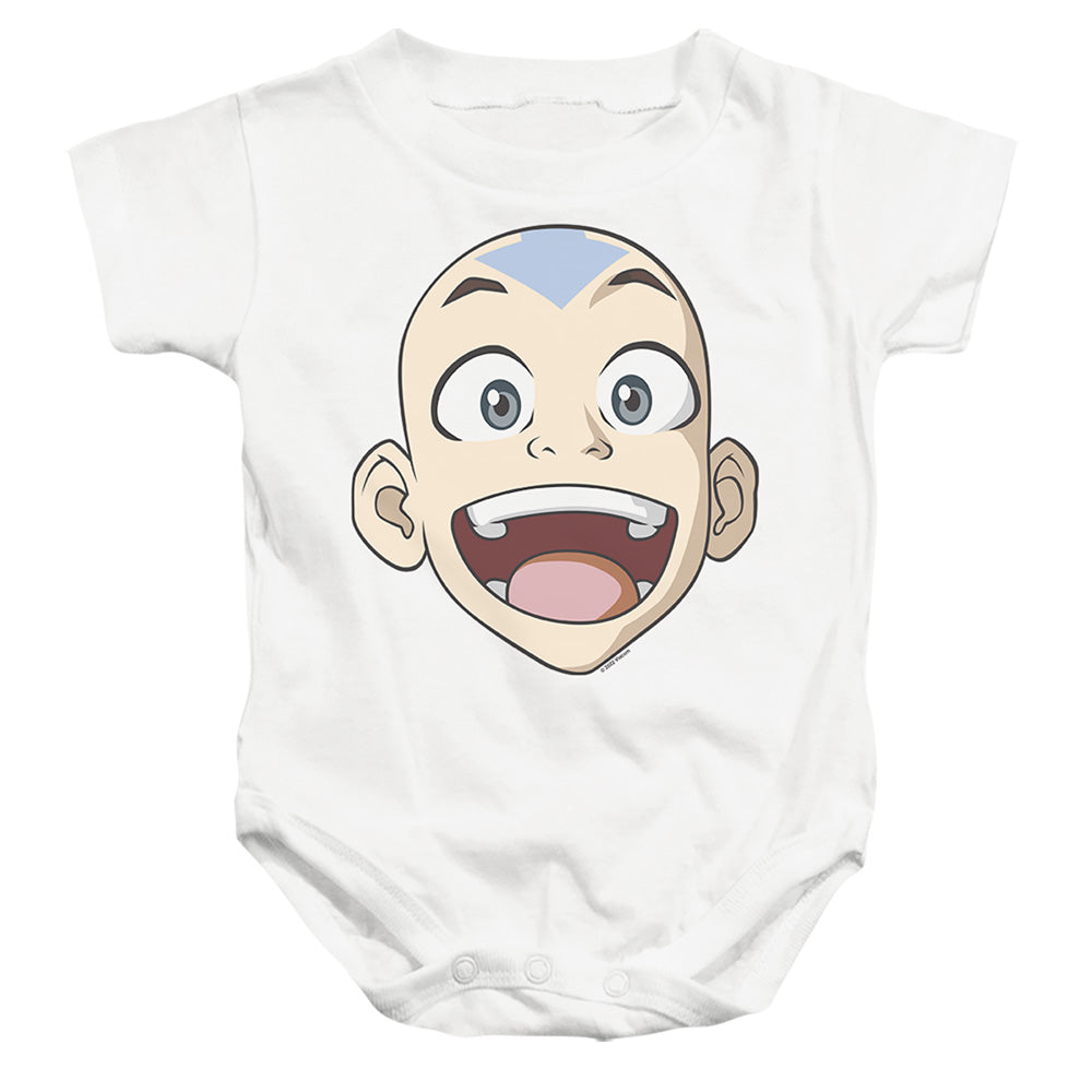 AN OFFCIALLY LICENSED AVATAR THE LAST AIRBENDER BIG AANG FACE BABY BODYSUIT WHITE