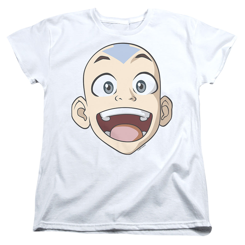 AN OFFCIALLY LICENSED AVATAR THE LAST AIRBENDER BIG AANG FACE WOMEN'S REGULAR FIT T-SHIRT WHITE