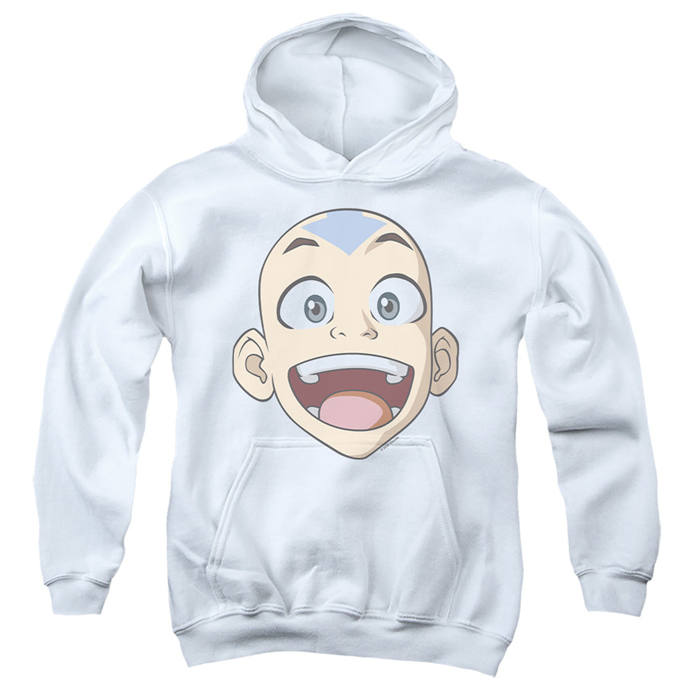 AN OFFCIALLY LICENSED AVATAR THE LAST AIRBENDER BIG AANG FACE YOUTH HOODIE WHITE