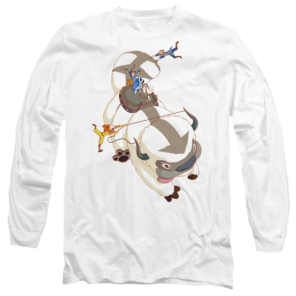 AN OFFCIALLY LICENSED AVATAR THE LAST AIRBENDER HANG ON APPA MEN'S LONG SLEEVE T-SHIRT WHITE