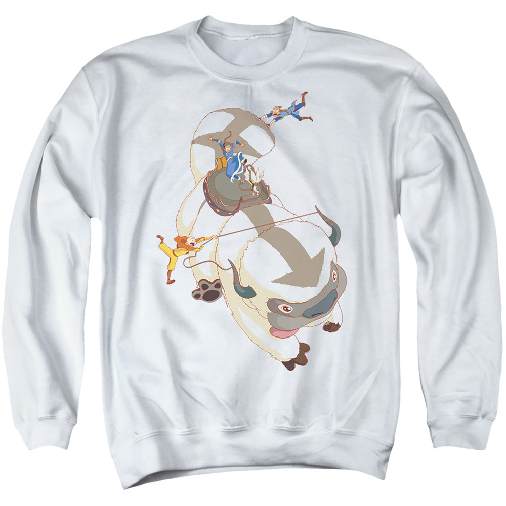 AN OFFCIALLY LICENSED AVATAR THE LAST AIRBENDER HANG ON APPA ADULT UNISEX CREWNECK SWEATSHIRT WHITE