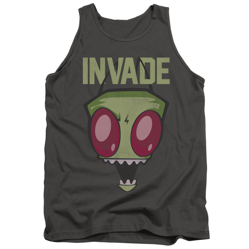 AN OFFCIALLY LICENSED INVADER ZIM INVADE ADULT UNISEX TANK TOP CHARCOAL