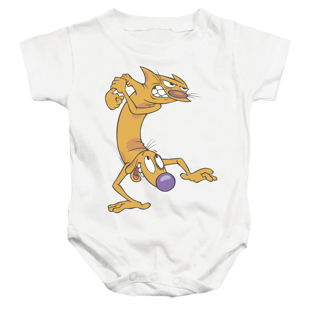 AN OFFCIALLY LICENSED CATDOG READY TO FIGHT BABY BODYSUIT WHITE
