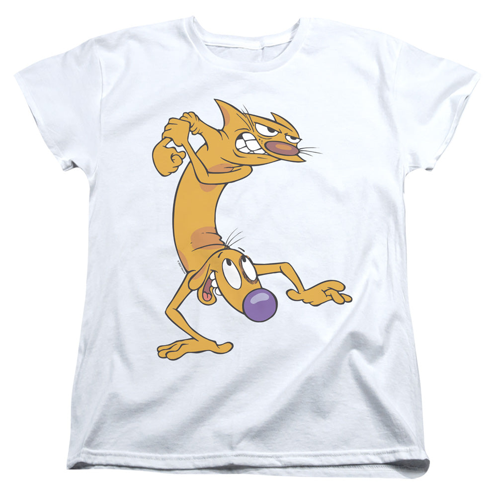 AN OFFCIALLY LICENSED CATDOG READY TO FIGHT WOMEN'S REGULAR FIT T-SHIRT WHITE