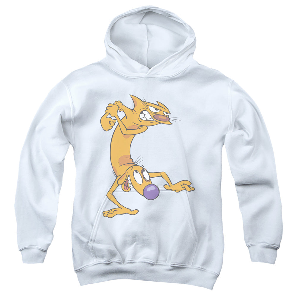 AN OFFCIALLY LICENSED CATDOG READY TO FIGHT YOUTH HOODIE WHITE