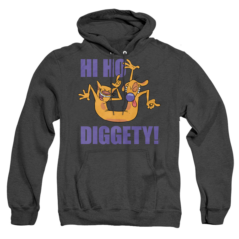 AN OFFCIALLY LICENSED CATDOG HI HO DIGGETY ADULT UNISEX HEATHER PULLOVER HOODIE BLACK