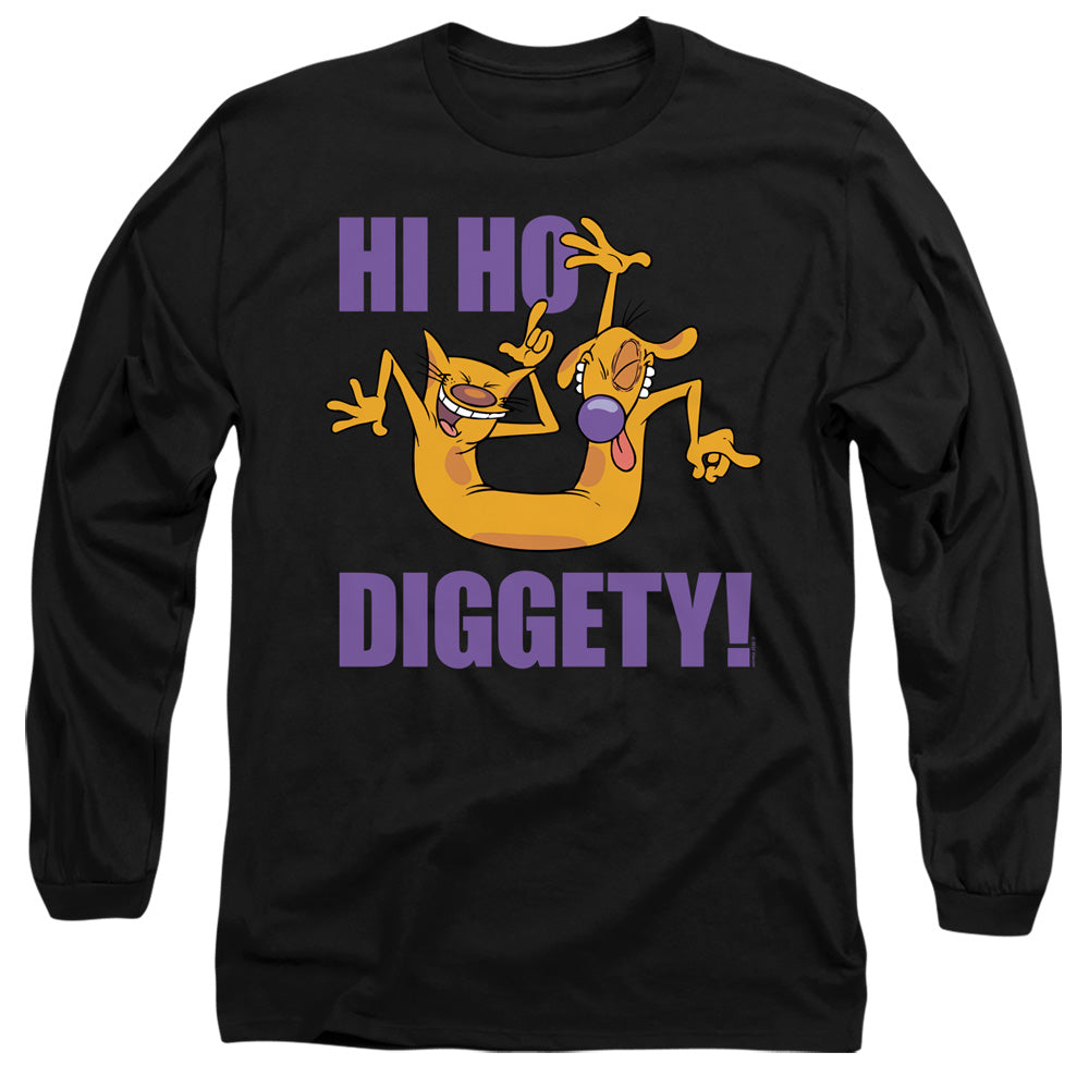AN OFFCIALLY LICENSED CATDOG HI HO DIGGETY MEN'S LONG SLEEVE T-SHIRT BLACK