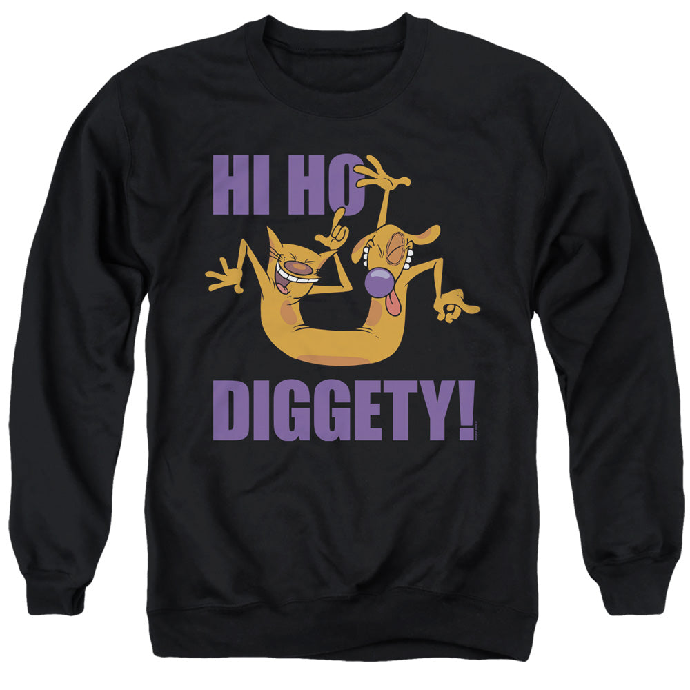 AN OFFCIALLY LICENSED CATDOG HI HO DIGGETY ADULT UNISEX CREWNECK SWEATSHIRT BLACK