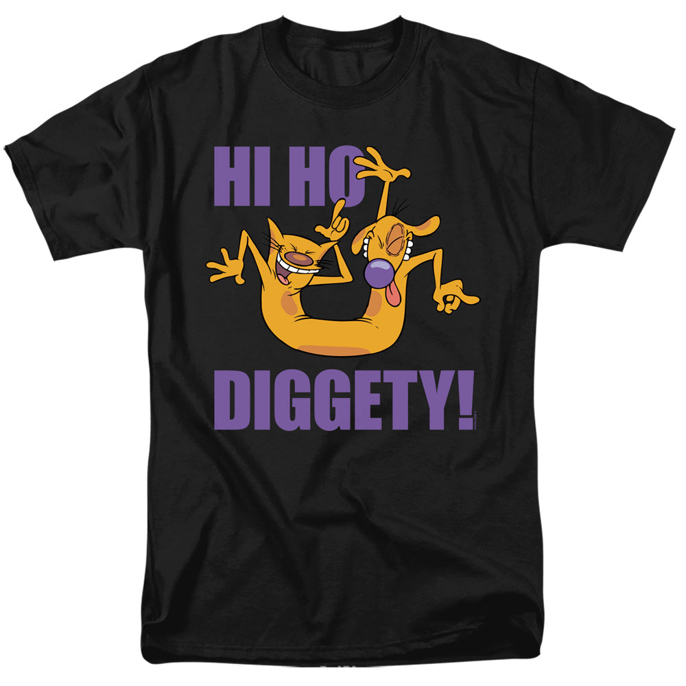 AN OFFCIALLY LICENSED CATDOG HI HO DIGGETY MEN'S REGULAR FIT T-SHIRT BLACK