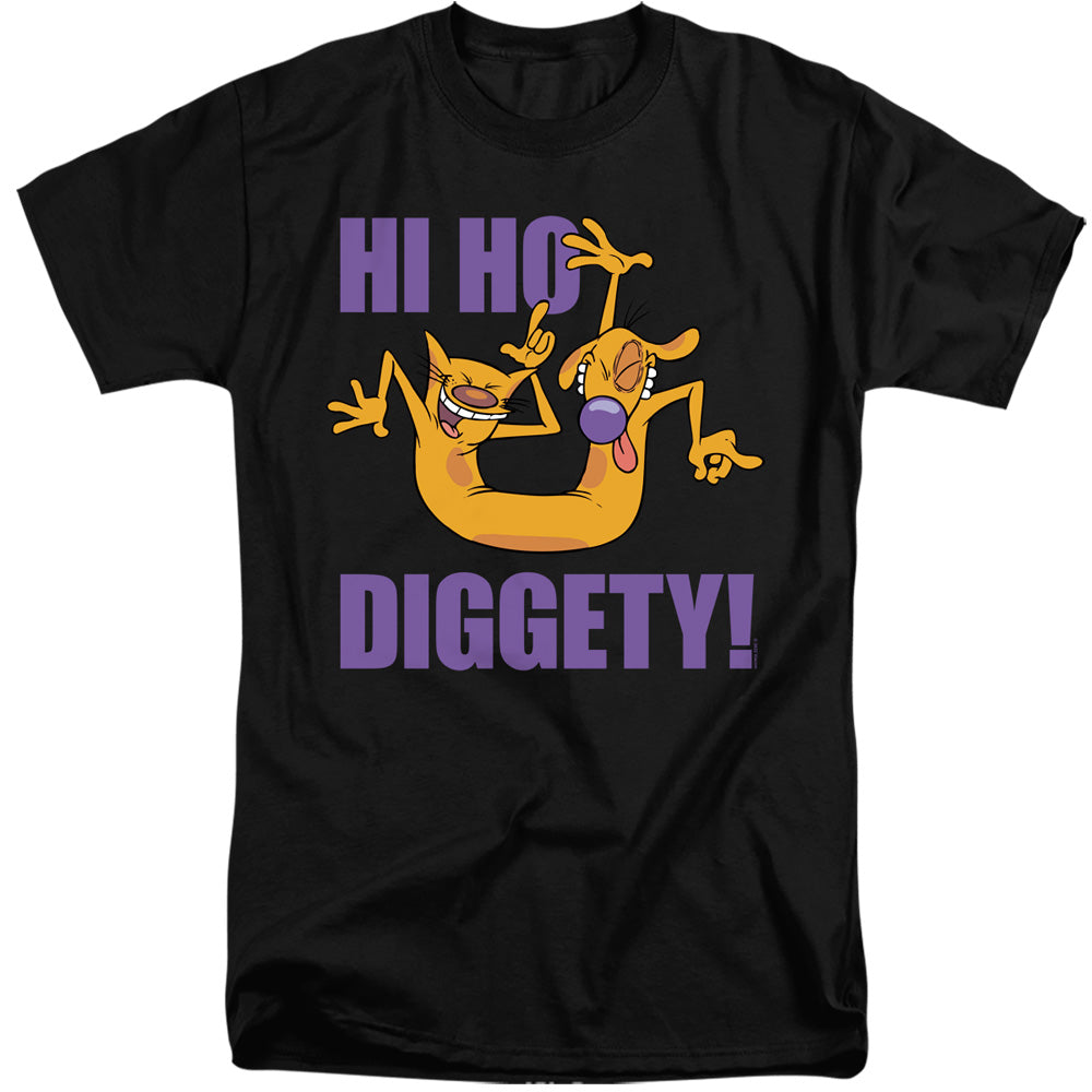 AN OFFCIALLY LICENSED CATDOG HI HO DIGGETY MEN'S TALL FIT T-SHIRT BLACK