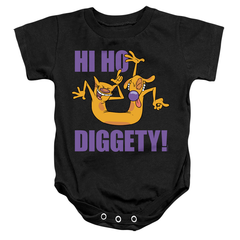 AN OFFCIALLY LICENSED CATDOG HI HO DIGGETY BABY BODYSUIT BLACK