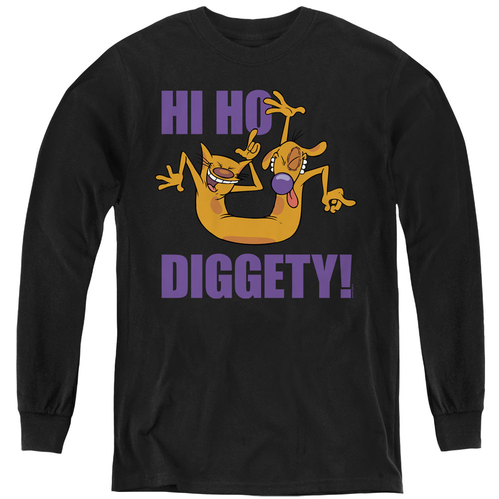 AN OFFCIALLY LICENSED CATDOG HI HO DIGGETY YOUTH LONG SLEEVE T-SHIRT BLACK