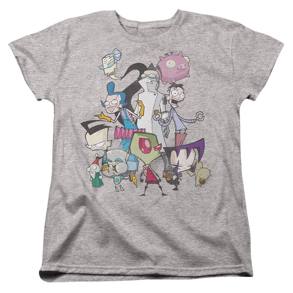 AN OFFCIALLY LICENSED INVADER ZIM GROUP SHOT WOMEN'S REGULAR FIT T-SHIRT ATHLETIC HEATHER