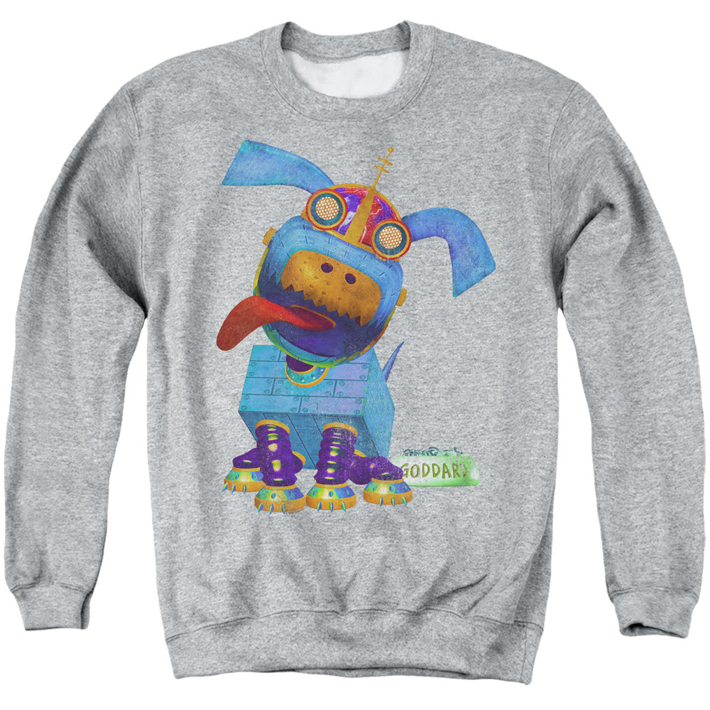 AN OFFCIALLY LICENSED JIMMY NEUTRON GODDARD NEON ADULT UNISEX CREWNECK SWEATSHIRT ATHLETIC HEATHER