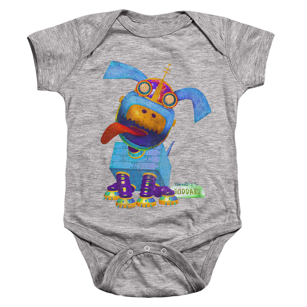 AN OFFCIALLY LICENSED JIMMY NEUTRON GODDARD NEON BABY BODYSUIT ATHLETIC HEATHER