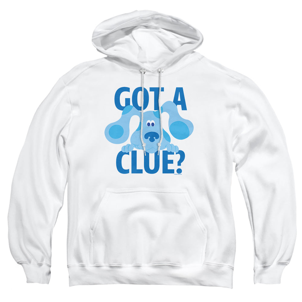 AN OFFCIALLY LICENSED BLUE'S CLUES CLASSIC GOT A CLUE ADULT UNISEX PULLOVER HOODIE WHITE