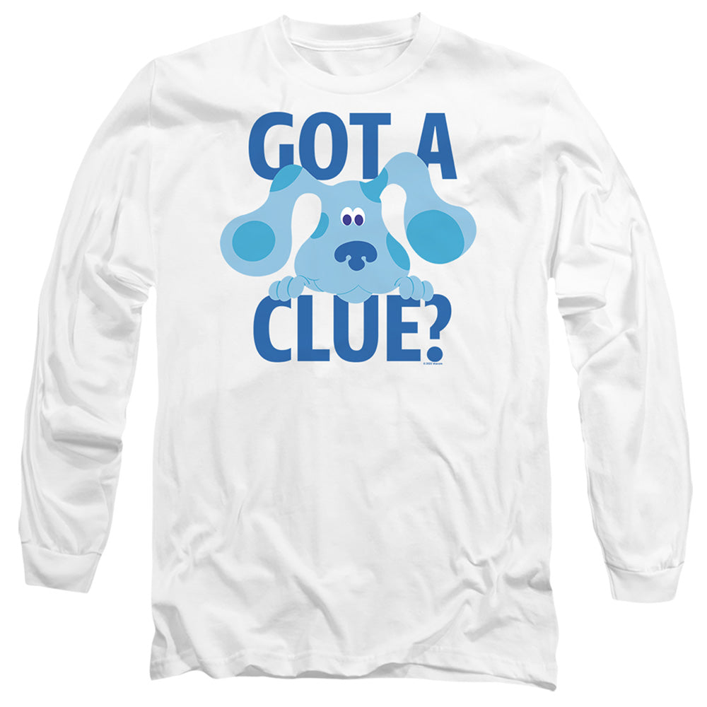 AN OFFCIALLY LICENSED BLUE'S CLUES CLASSIC GOT A CLUE MEN'S LONG SLEEVE T-SHIRT WHITE