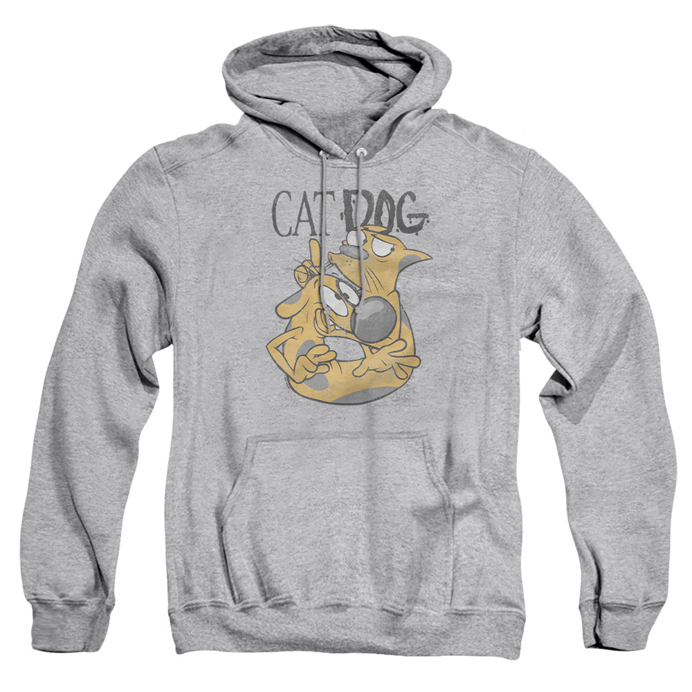 AN OFFCIALLY LICENSED CATDOG STUCK TOGETHER ADULT UNISEX PULLOVER HOODIE ATHLETIC HEATHER