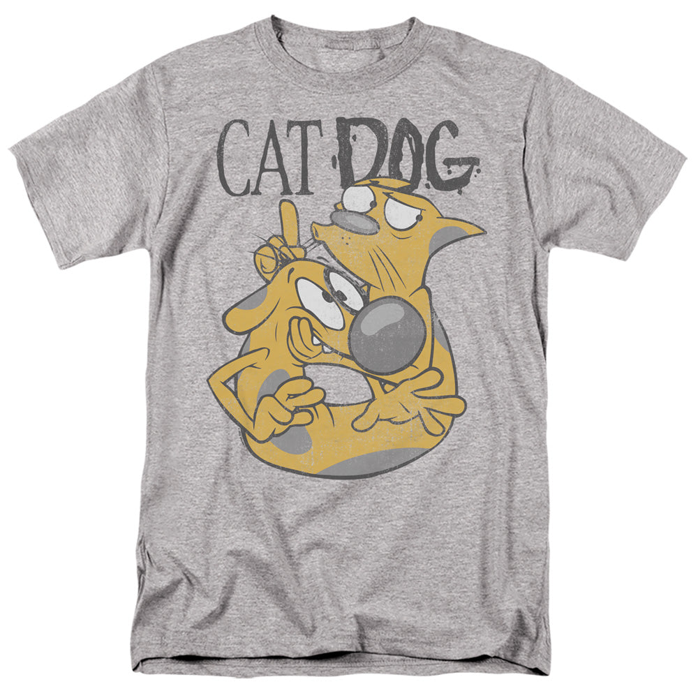 AN OFFCIALLY LICENSED CATDOG STUCK TOGETHER MEN'S REGULAR FIT T-SHIRT ATHLETIC HEATHER