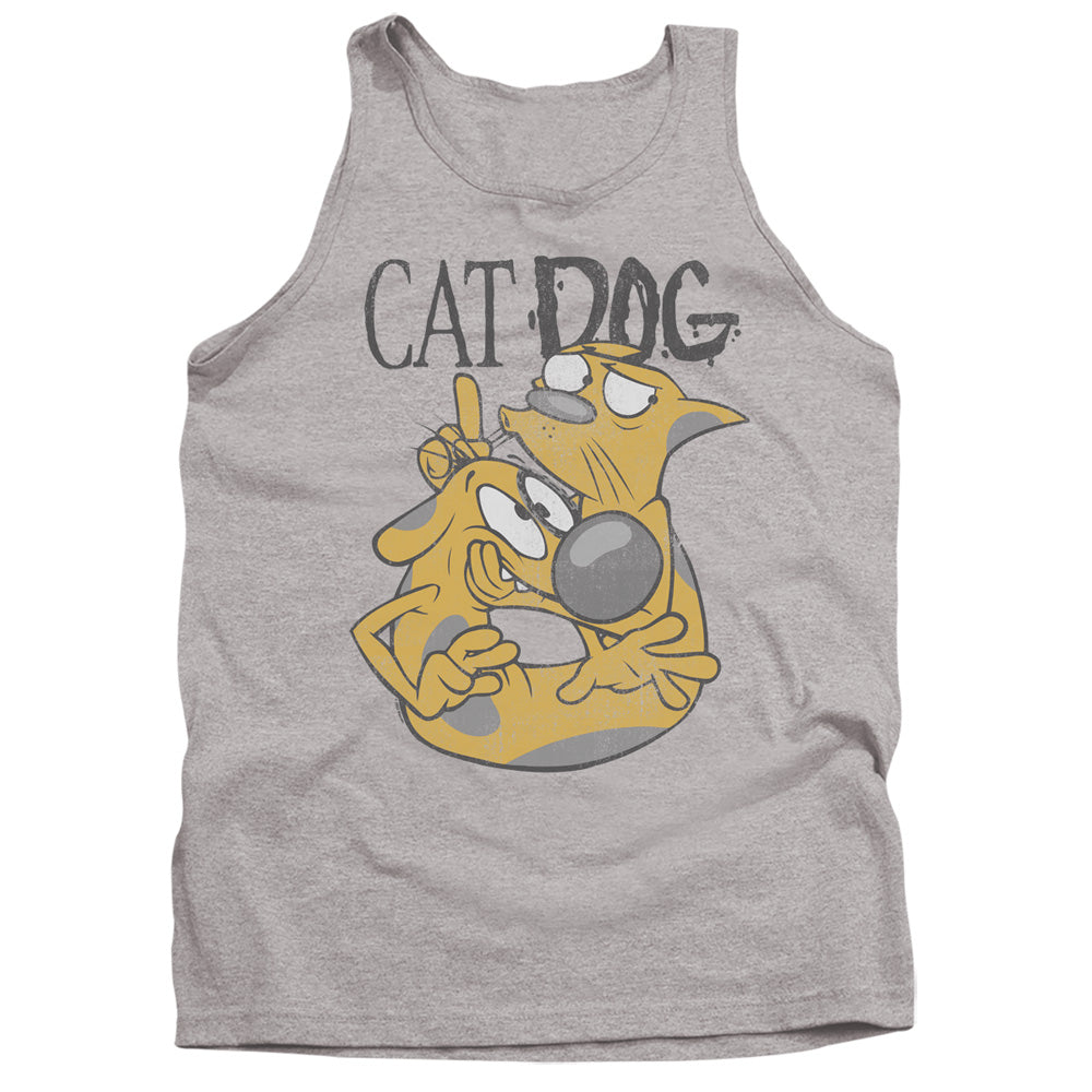 AN OFFCIALLY LICENSED CATDOG STUCK TOGETHER ADULT UNISEX TANK TOP ATHLETIC HEATHER