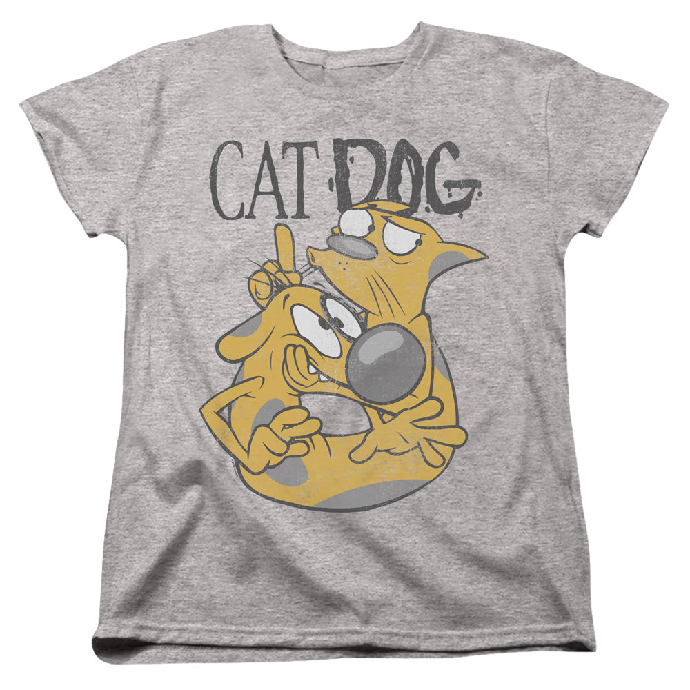 AN OFFCIALLY LICENSED CATDOG STUCK TOGETHER WOMEN'S REGULAR FIT T-SHIRT ATHLETIC HEATHER