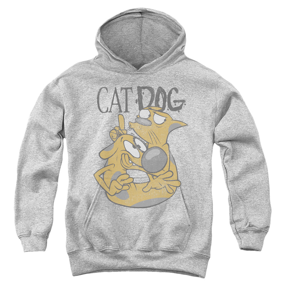 AN OFFCIALLY LICENSED CATDOG STUCK TOGETHER YOUTH HOODIE ATHLETIC HEATHER