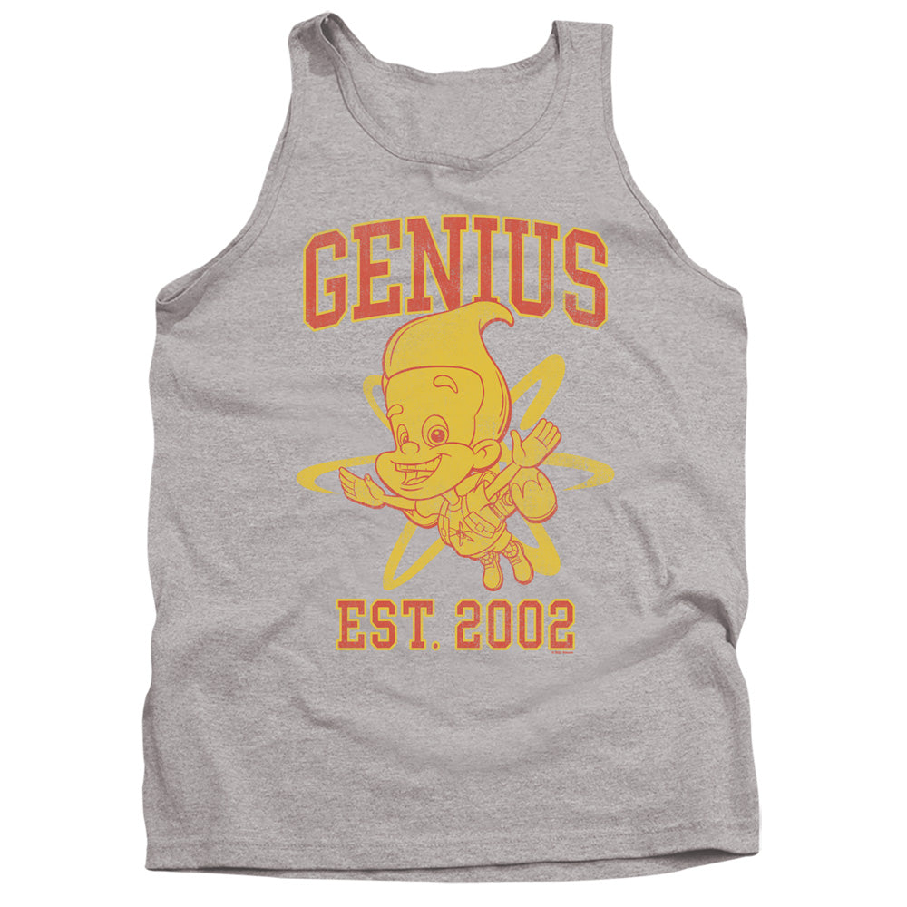 AN OFFCIALLY LICENSED JIMMY NEUTRON GENIUS COLLEGIATE ADULT UNISEX TANK TOP ATHLETIC HEATHER