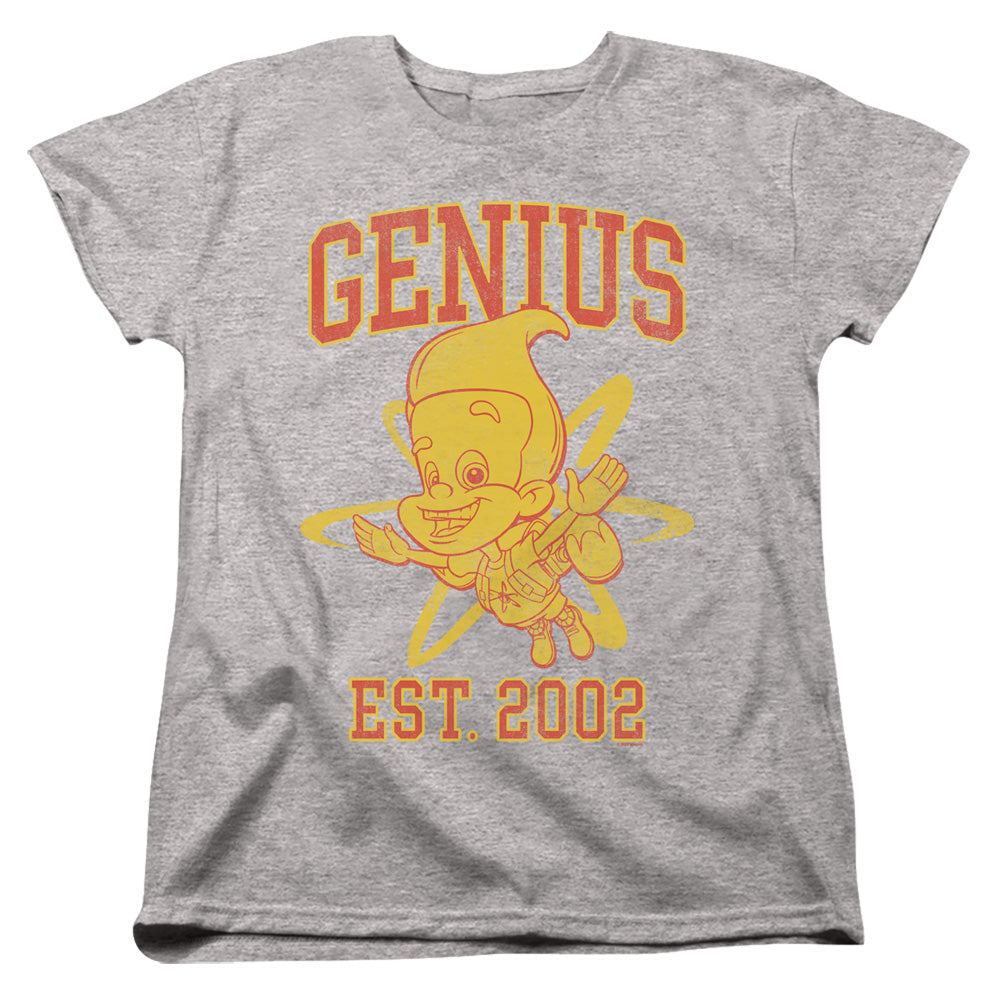 AN OFFCIALLY LICENSED JIMMY NEUTRON GENIUS COLLEGIATE WOMEN'S REGULAR FIT T-SHIRT ATHLETIC HEATHER
