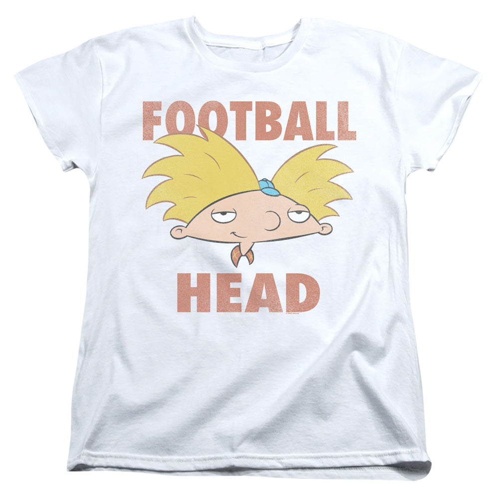 AN OFFCIALLY LICENSED HEY ARNOLD FOOTBALL HEAD WOMEN'S REGULAR FIT T-SHIRT WHITE