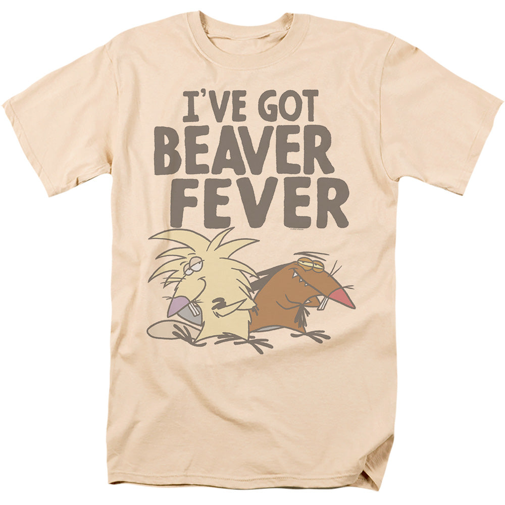 AN OFFCIALLY LICENSED ANGRY BEAVERS BEAVER FEVER MEN'S REGULAR FIT T-SHIRT SAND