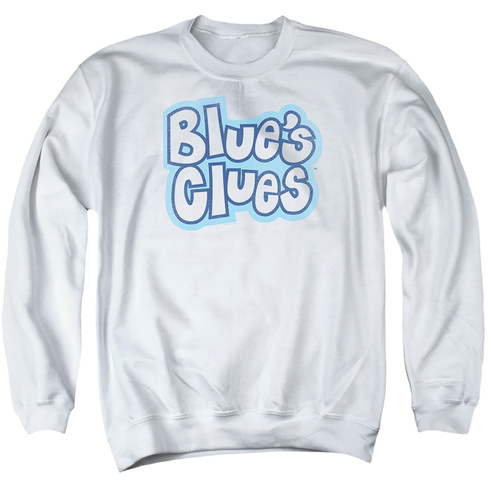 AN OFFCIALLY LICENSED BLUES CLUES BLUE'S CLUES VINTAGE LOGO ADULT UNISEX CREWNECK SWEATSHIRT WHITE