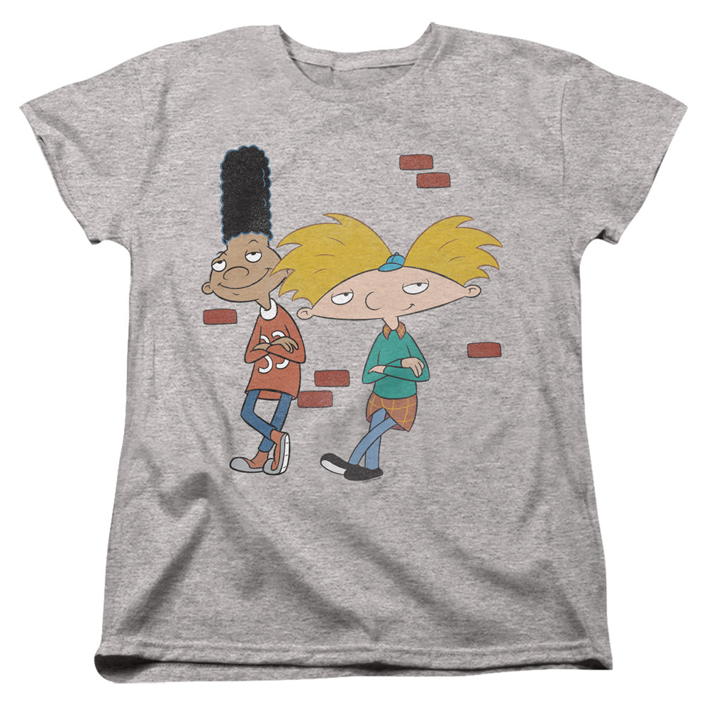 AN OFFCIALLY LICENSED HEY ARNOLD ARNOLD AND GERALD LEANING WOMEN'S REGULAR FIT T-SHIRT ATHLETIC HEATHER
