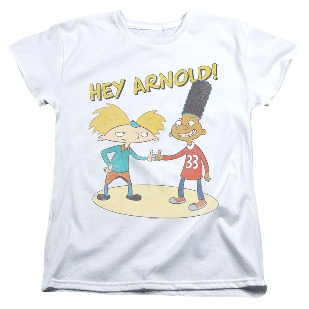 AN OFFCIALLY LICENSED HEY ARNOLD AND GERALD WITH LOGO WOMEN'S REGULAR FIT T-SHIRT WHITE