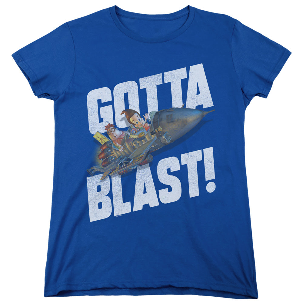 AN OFFCIALLY LICENSED JIMMY NEUTRON JIMMY NEUTRON GOTTA BLAST WOMEN'S REGULAR FIT T-SHIRT ROYAL