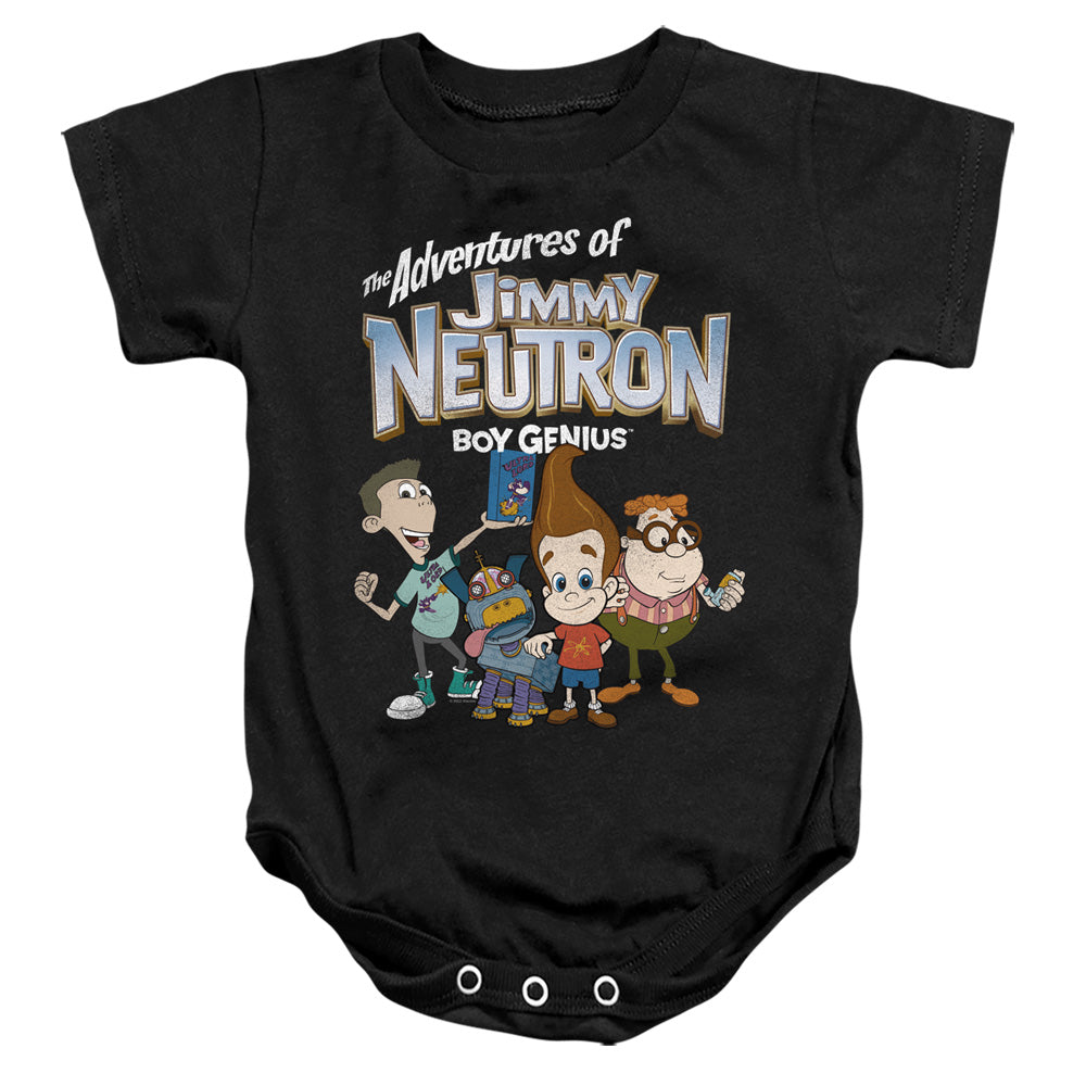 AN OFFCIALLY LICENSED JIMMY NEUTRON GROUP BABY BODYSUIT BLACK