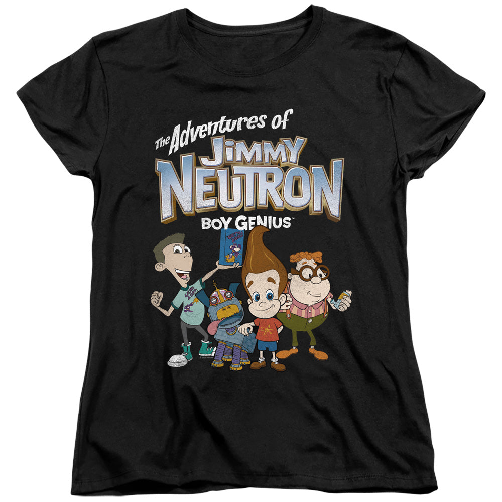 AN OFFCIALLY LICENSED JIMMY NEUTRON GROUP WOMEN'S REGULAR FIT T-SHIRT BLACK