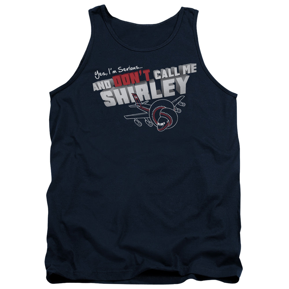 AN OFFCIALLY LICENSED AIRPLANE DONT CALL ME SHIRLEY ADULT UNISEX TANK TOP NAVY