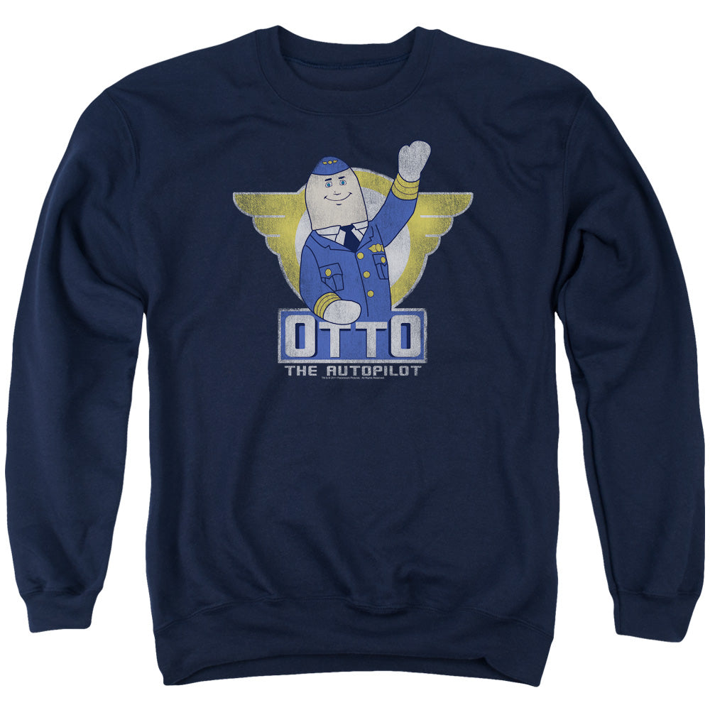 AN OFFCIALLY LICENSED AIRPLANE OTTO ADULT UNISEX CREWNECK SWEATSHIRT NAVY